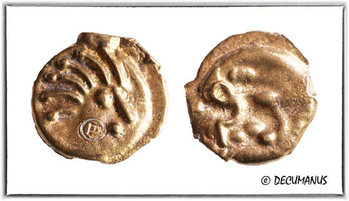 POTIN OF THE SENONES WITH "INDIAN HEAD" (80-50 BC) - REPRODUCTION OF GALLIC COINS