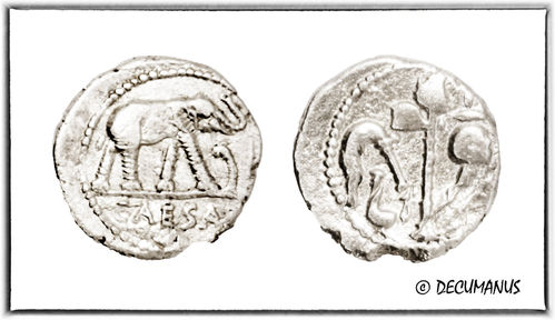 DENARIUS OF JULIUS CAESAR WITH THE ELEPHANT (49 B.C.) - REPRODUCTION OF THE ROMAN REPUBLIC