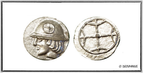 LITRA OF MARSEILLE WITH THE HELMETED HEAD (450-410 BC) - REPRODUCTION OF ANCIENT GREECE