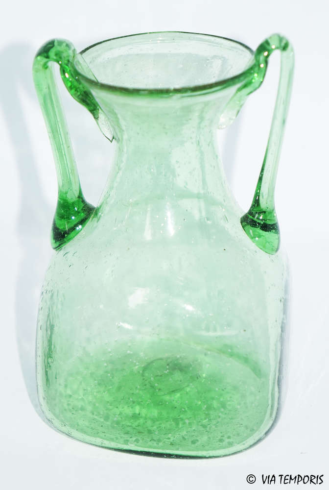 speer Voorzien Wees tevreden GALLO-ROMAN GLASSWARE - SMALL BOTTLE TWO HANDLES IN GREEN - VT
