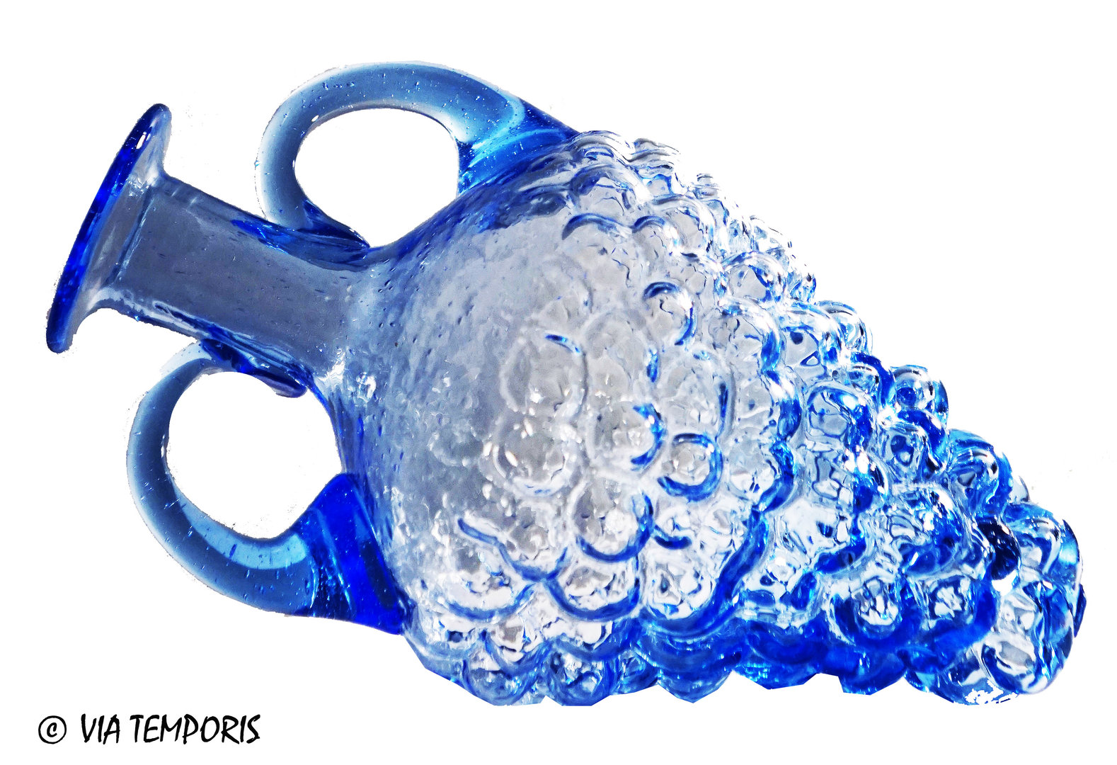 GALLO-ROMAN GLASSWARE - BUNCH OF GRAPES SHAPED BOTTLE (blue)