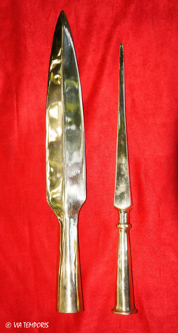 SET OF BRASS SPEAR HEAD AND SPEAR BUTT