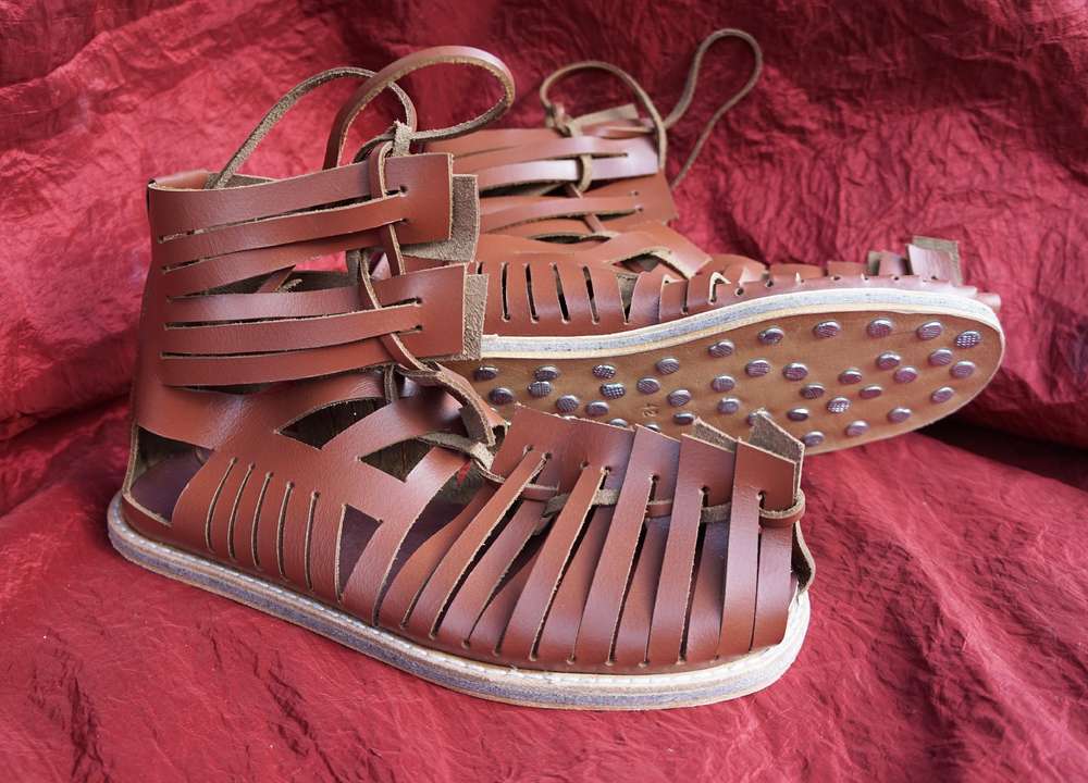 Medieval Roman Leather Sandal Caligae Light Brown Color Size A224