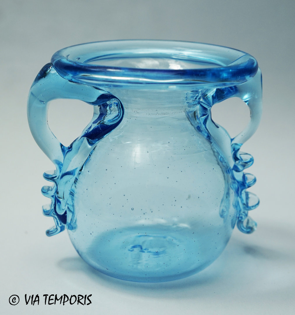 GALLO-ROMAN GLASSWARE - ARYBALLOS WITH WIDE EDGE (Turquoise Blue)