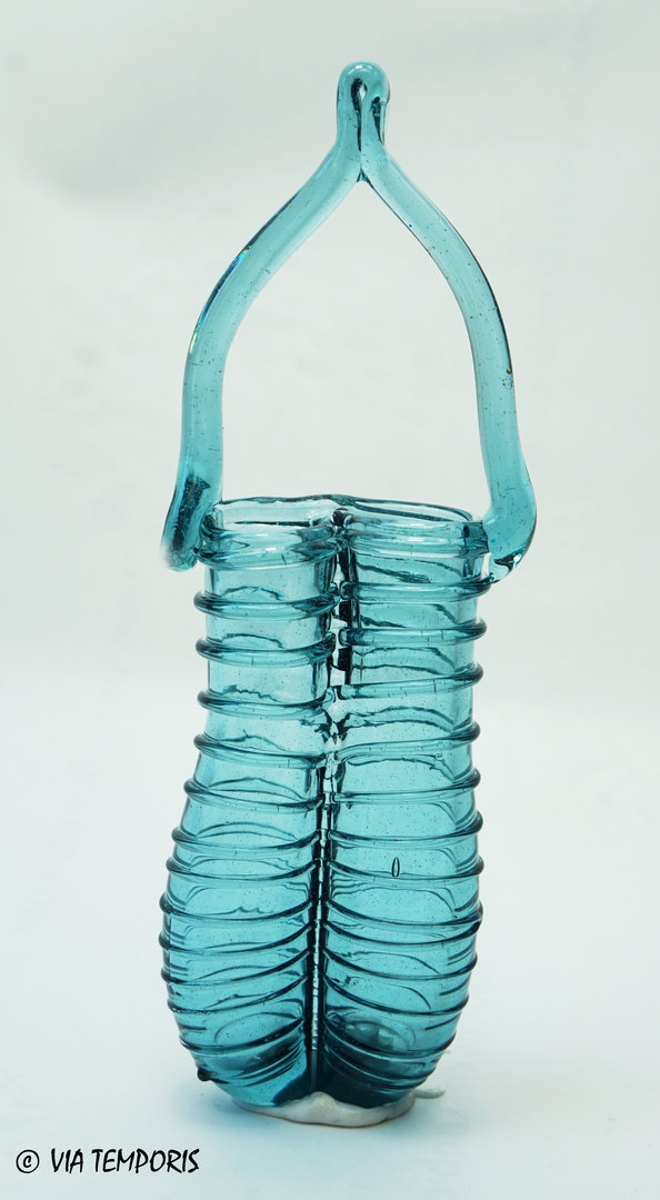 GALLO-ROMAN GLASSWARE - DOUBLE BALSAM BOTTLE (turquoise blue)