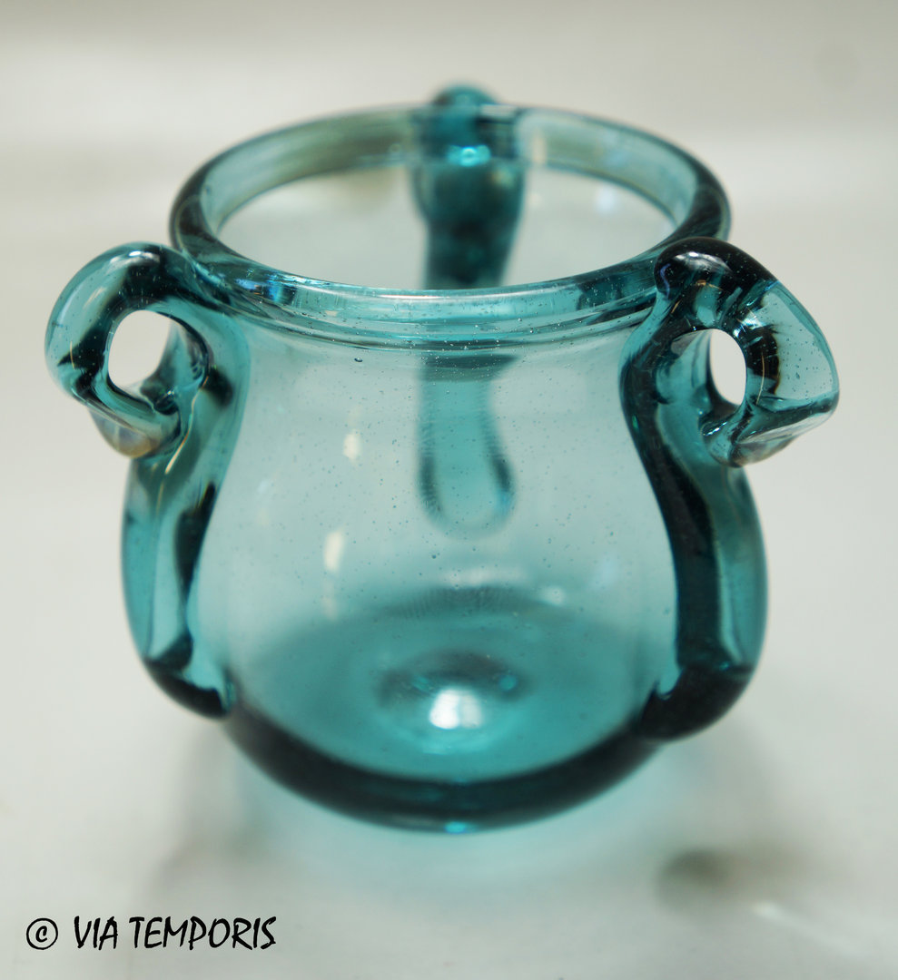 GALLO-ROMAN GLASSWARE - BLUE GLASS INKWELL