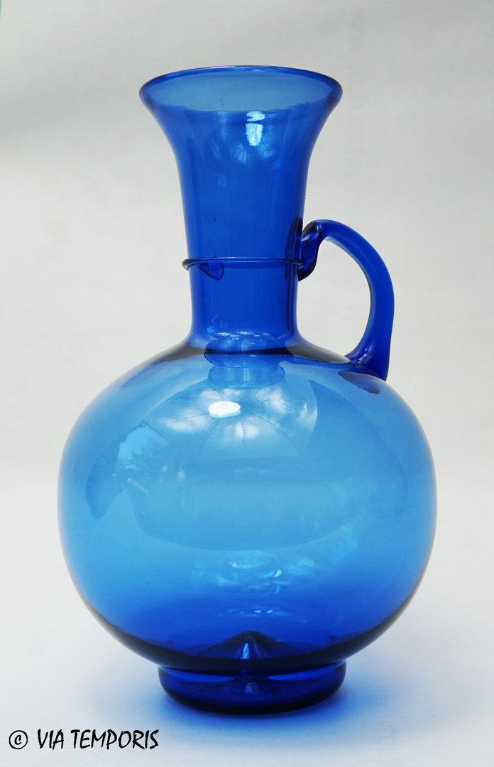 GALLO-ROMAN GLASSWARE - BLUE FLASK WITH ONE HANDLE