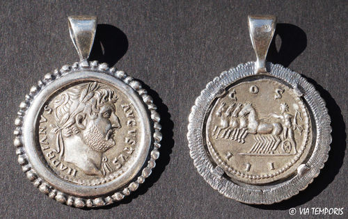 ANCIENT JEWERLY - MEDAL - COIN SILVER WITH EMPEROR HADRIEN