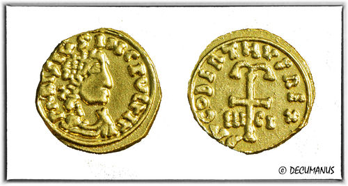 GOLDEN TRIENS OF DAGOBERT WITH THE ANCHORED CROSS (629-639) - PARIS - REPRODUCTION OF MEROVINGIANS