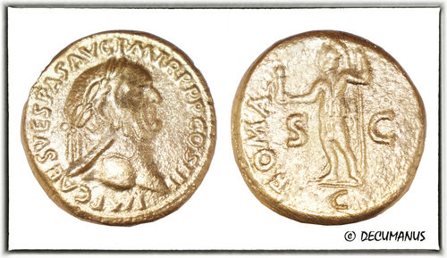 SESTERCE OF VESPASIAN WITH ROMA (71) - REPRODUCTION OF ROMAN EMPIRE