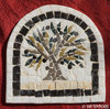 ROMAN MOSAIC - SMALL MEDALLION WITH AN OLIVE TREE - ARCHED FORM