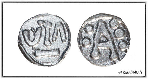 DENIER WITH THE LETTER "A" - VIENNE (719-742)  - REPRODUCTION OF THE MEROVINGIANS