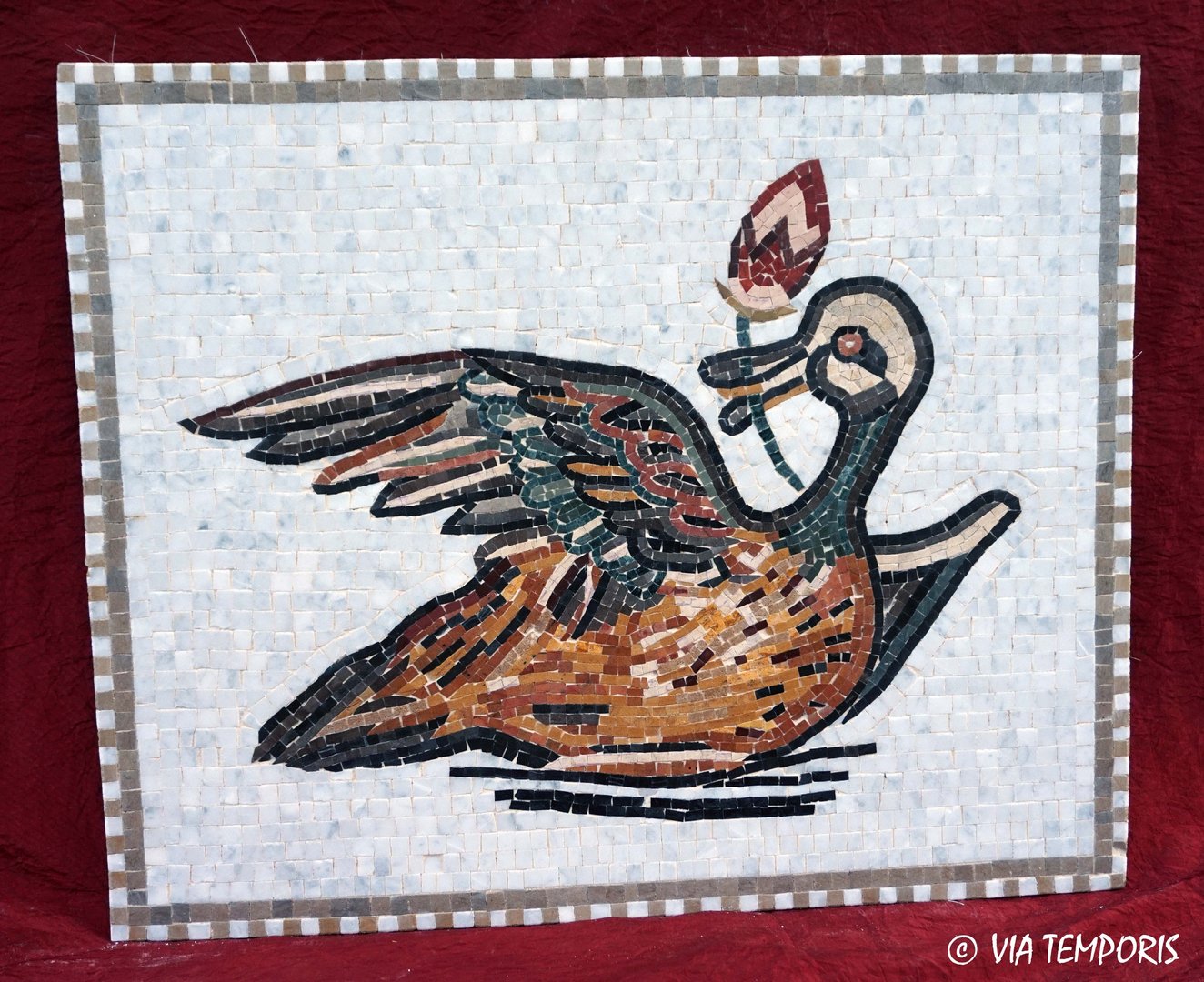 ROMAN MOSAIC - DUCK WITH FLOWER IN THE SPOUT