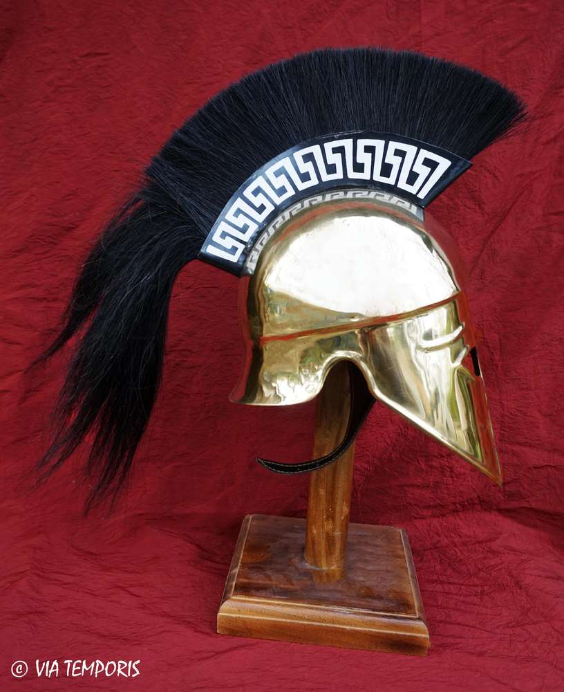 Details about   Corinthian Helmet Brass Golden Finish Greek Nautical Medieval With Black Plume 