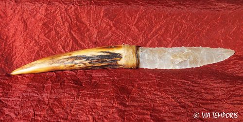 PREHISTORY - FLINT KNIFE WITH HORN HANDLE 3