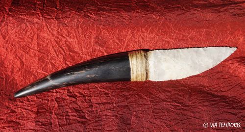 PREHISTORY - FLINT KNIFE WITH HORN HANDLE 16
