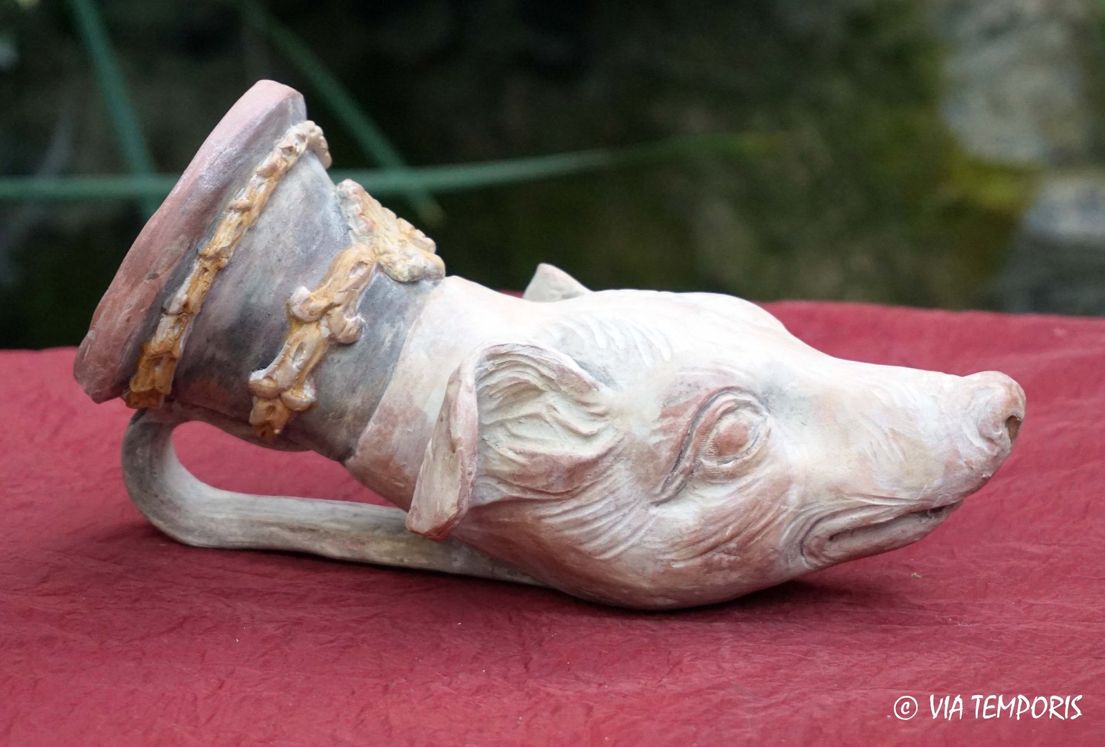 ANTIQUE POTTERY - RHYTON WITH DOG'S HEAD