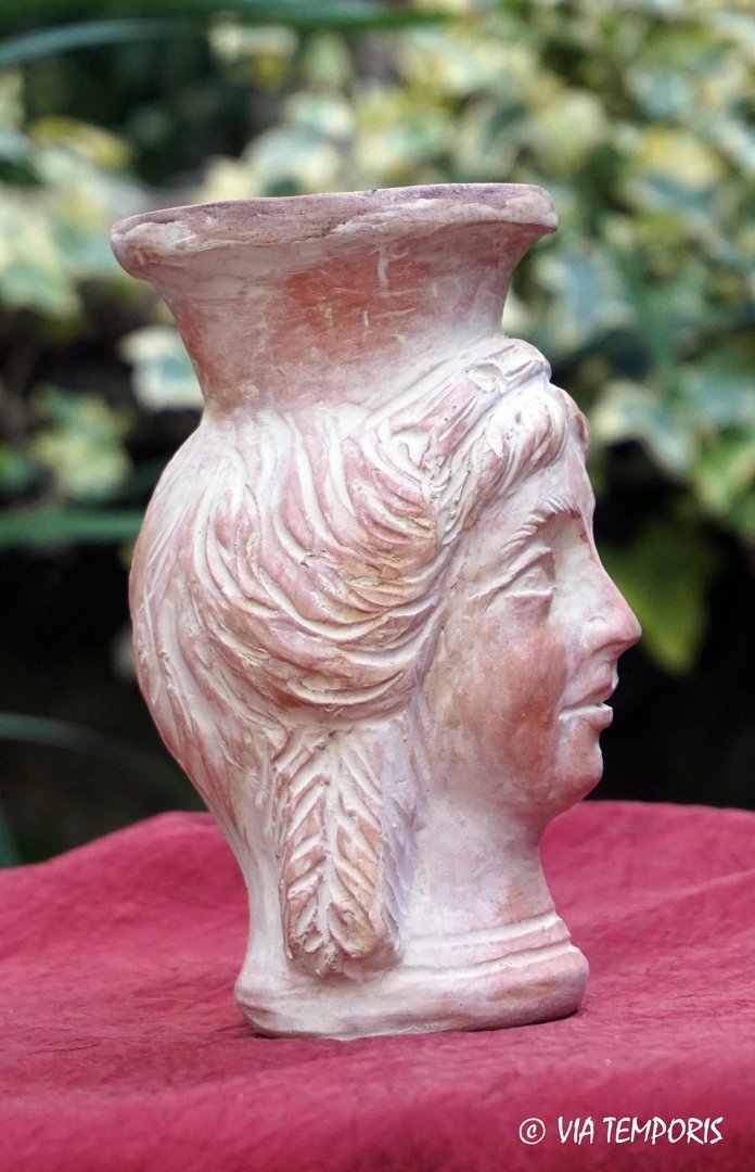 ANTIQUE POTTERY - ENCENSE BURNER WITH A WOMAN'S HEAD