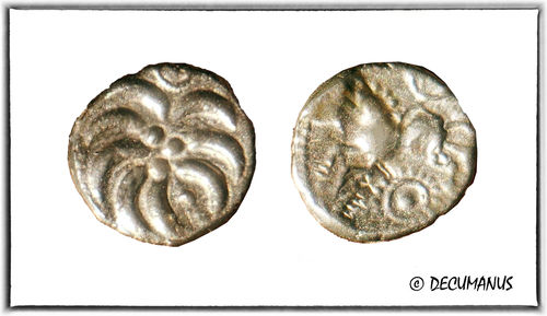 DENIER OF THE HELVETES AT THE "BRANCH" (80-50 BC) - REPRODUCTION OF GALLIC COINS
