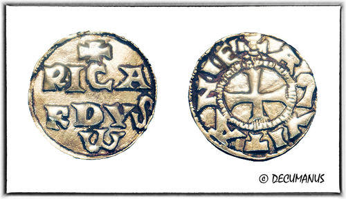 DENIER OF RICHARD LION'S HEART (1169-1189) - REPRODUCTION OF LOW MIDDLE AGE