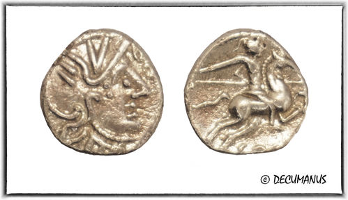 DENIER TO THE RIDER OF THE ALLOBROGES (75-50 BC) - REPRODUCTION OF GALLIC COINS