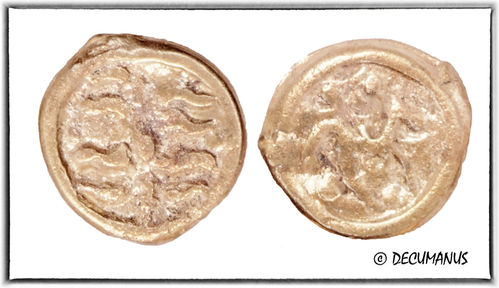 BRONZE POTIN OF THE NERVIAN AT THE "BRANCH" (60-40 BC) - REPRODUCTION OF GALLIC COINS