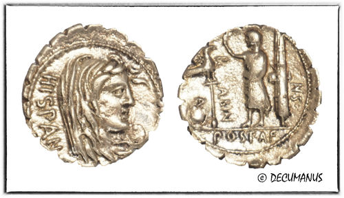 DENARIUS SERRATUS OF POSTUMIA (81 B.C.) - REPRODUCTION OF THE ROMAN REPUBLIC