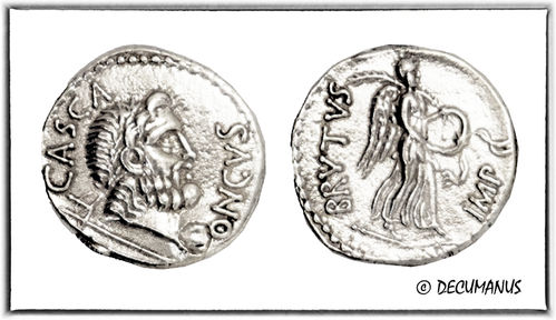 DENIER OF BRUTUS WITH VICTORY (42 B.C.) - REPRODUCTION OF THE ROMAN REPUBLIC