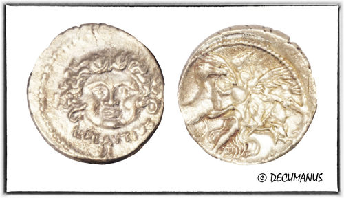 DENIER OF PLAUTIA (47 B.C.) - REPRODUCTION OF THE ROMAN REPUBLIC