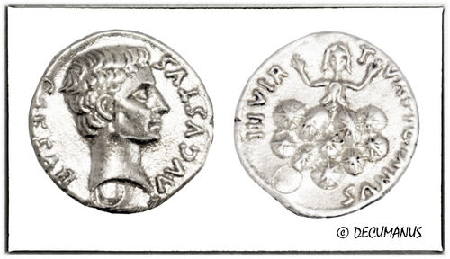 DENARIUS OF AUGUSTUS WITH TARPEIA (18 BC) - REPRODUCTION OF ROMAN HIGHT EMPIRE