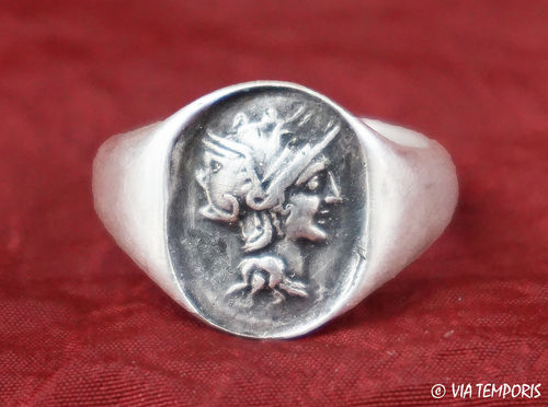 ANCIENT JEWERLY - ROMAN SILVER RING WITH HEAD OF ROMA