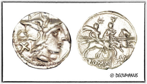 ANONYMOUS DENARIUS OF THE ROMAN REPUBLIC (211-206 B.C.) - REPRODUCTION OF THE ROMAN REPUBLIC