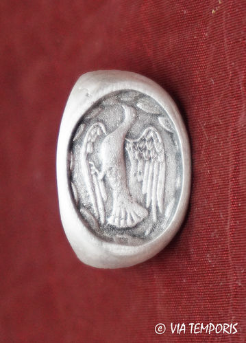 ANCIENT JEWERLY - ROMAN SILVER RING WITH DOVE