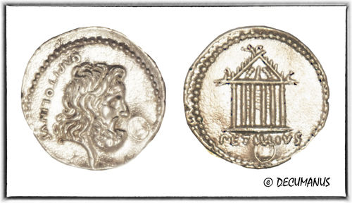 DENARIUS OF PETILLIA (43 BC) - REPRODUCTION OF ROMAN REPUBLIC