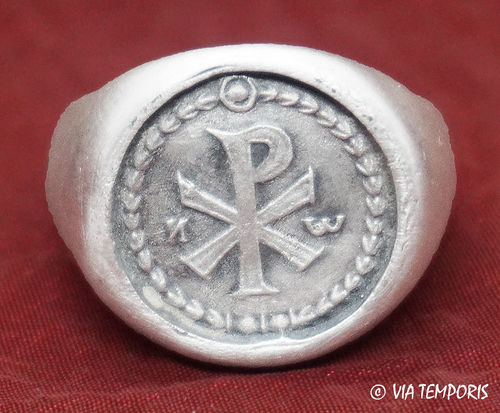 ANCIENT JEWERLY - SILVER ROMAN RING WITH A CHRISM - MOD 2