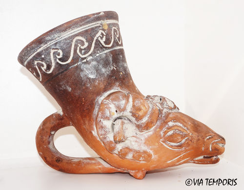 ANTIQUE POTTERY - RHYTON WITH ARIES HEAD
