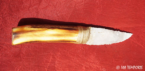 PREHISTORY - FLINT KNIFE WITH HORN HANDLE 21