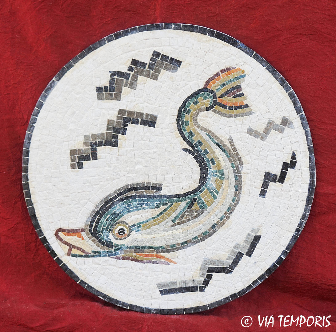 ROMAN MOSAIC - DOLPHIN WITH WAVES