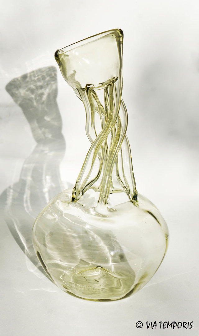 MEDIEVAL GLASSWARE - SMALL CARAFE WITH INTERWINED TUBES