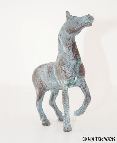 GALLO-ROMAN BRONZE - STATUETTE OF A HORSE WITH GREEN PATINA
