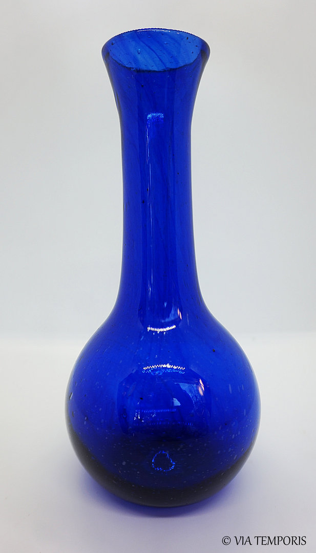 GALLO-ROMAN GLASS - LARGE BLUE BALSAMARIUM - HEIGHT 18,5 CM