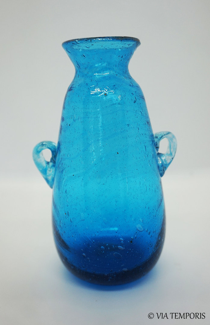 GALLO-ROMAN GLASS - SMALL BLUE BOTTLE WITH TWO