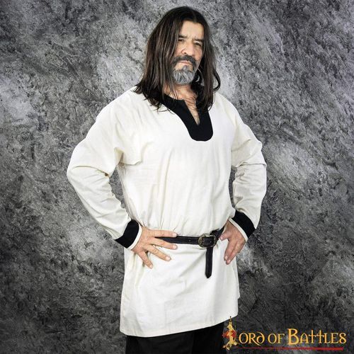 MEDIEVAL COTTON TUNIC - LARGE SLEEVES - WHITE