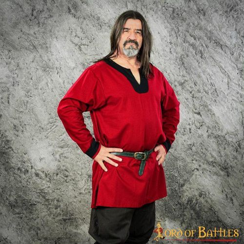 MEDIEVAL COTTON TUNIC - LARGE SLEEVES - RED